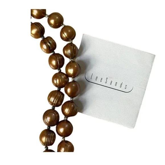 Lee Sands Freshwater Baroque Rust Pearls And Sterling Silver Necklaces 17"